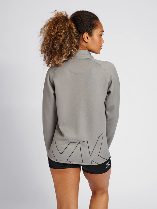hmlCIMA XK ZIP JACKET WOMAN, GREY MELANGE, model