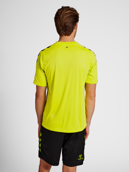 hmlCORE XK STRIPED JERSEY S/S, LIME POPSICLE/BLACK, model