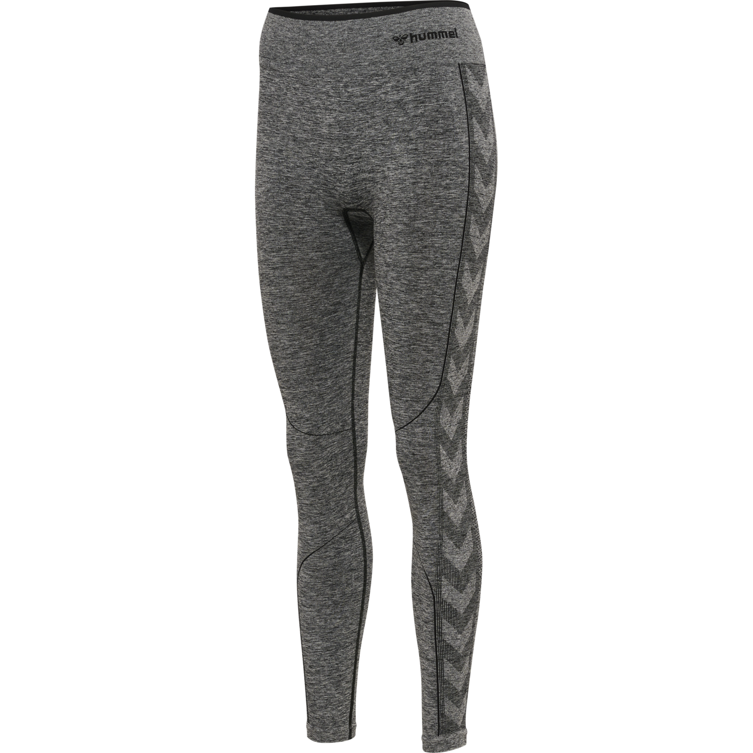 hmlMT UNA SEAMLESS MID WAIST TIGHTS, BLACK MELANGE, packshot