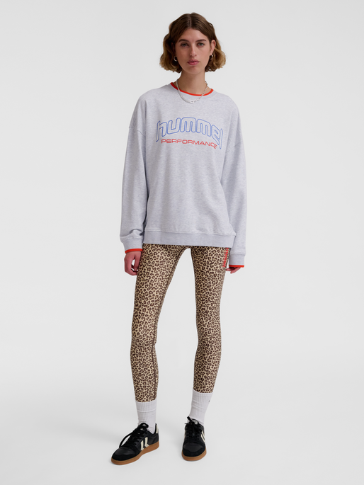 hmlFAST OVERSIZED CREW, LIGHT GREY MELANGE, model