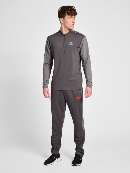 hmlPRO GRID HALF ZIP TRAINING L/S, FORGED IRON/QUIET SHADE, model