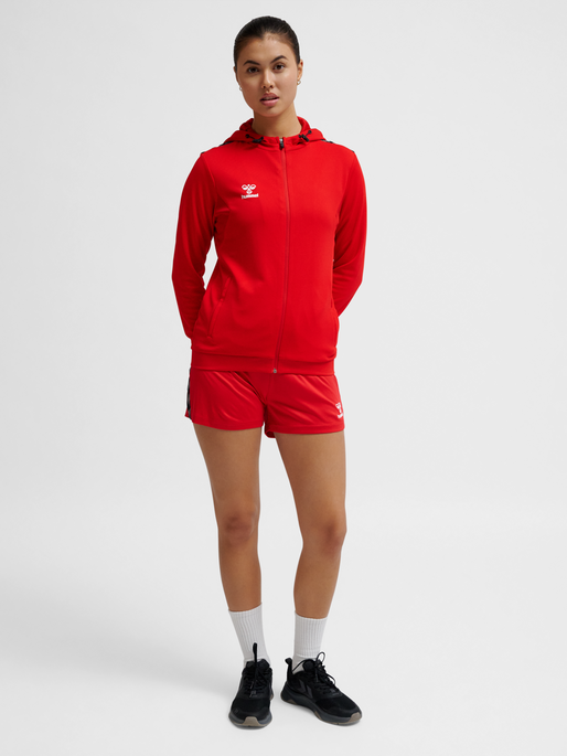 hmlAUTHENTIC PL ZIP HOODIE WOMAN, TRUE RED, model