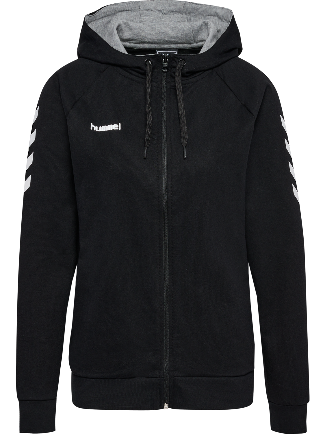 HMLGO COTTON ZIP HOODIE WOMAN, BLACK, packshot