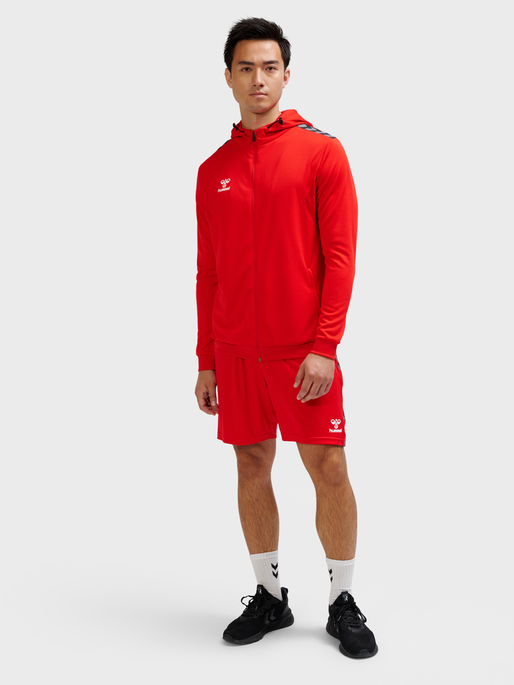 hmlAUTHENTIC PL ZIP HOODIE, TRUE RED, model