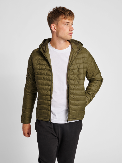 hmlRED QUILTED HOOD JACKET, DARK OLIVE, model