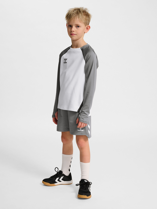 hmlLEAD 2.0 CREW SWEAT KIDS, WHITE/STEEL GRAY, model