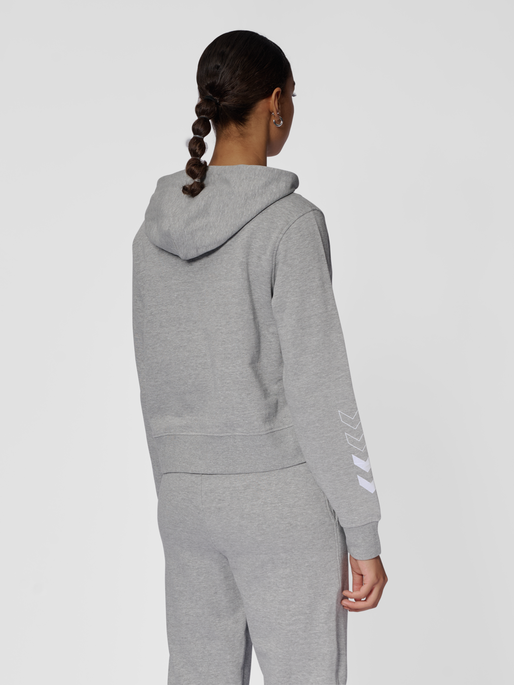hmlELEMENTAL SHORT HOODIE WOMAN, GREY MELANGE, model
