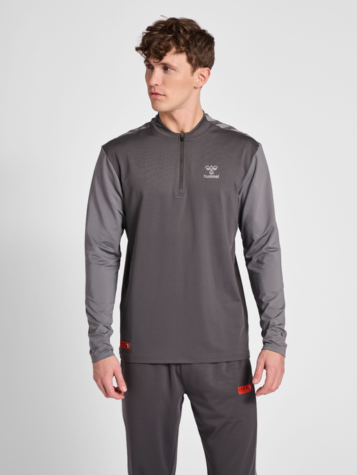 hmlPRO GRID HALF ZIP TRAINING L/S, FORGED IRON/QUIET SHADE, model