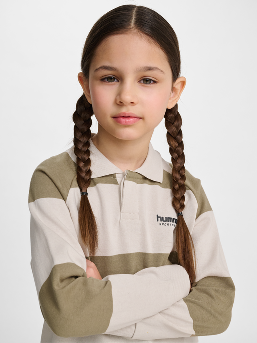 hmlJR LOOSE STRIPED POLO L/S, CORNSTALK, model