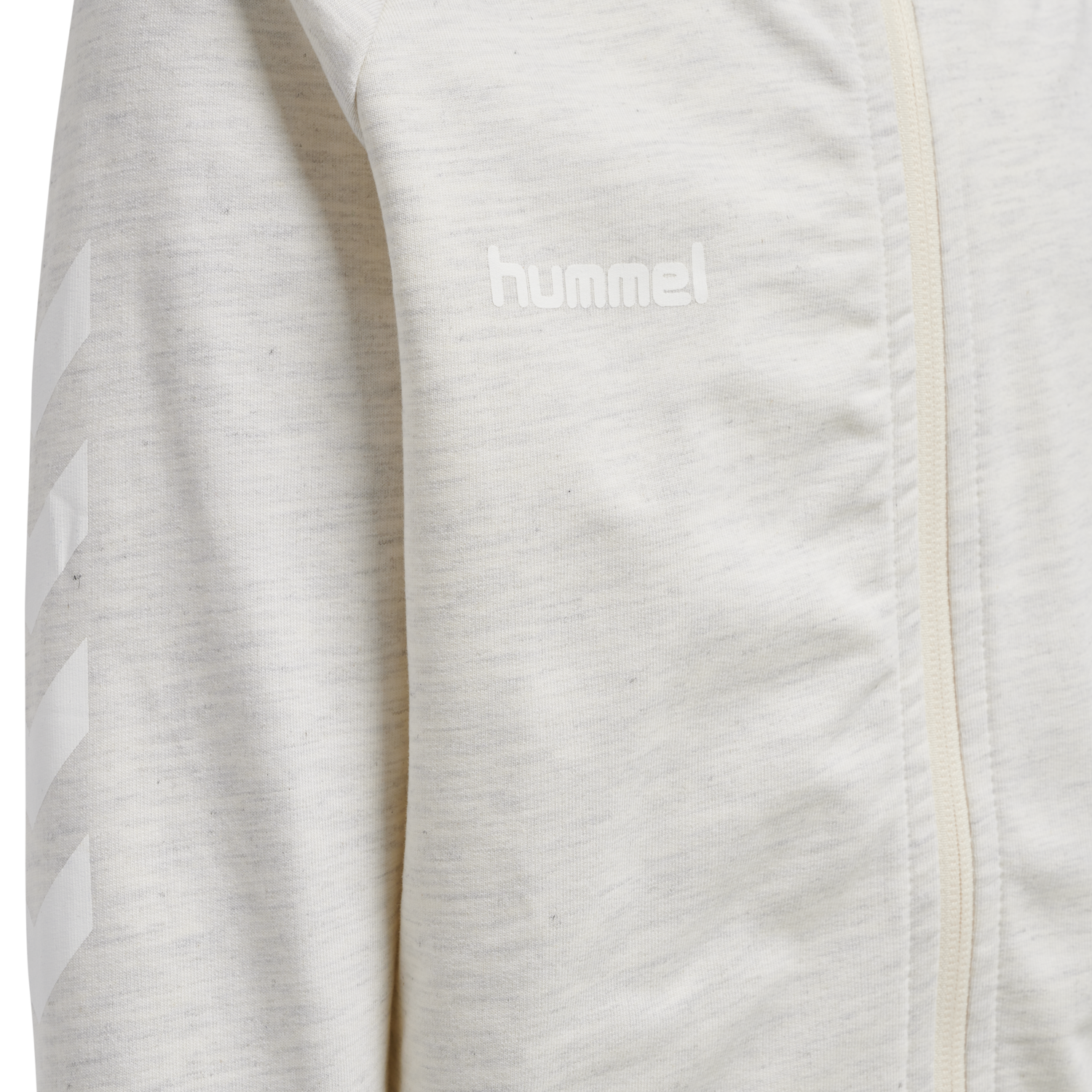 HMLGO COTTON ZIP HOODIE WOMAN, EGRET MELANGE, packshot