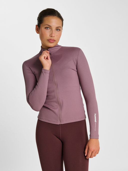hmlPULSE W ZIP SHIRT L/S, WISTFUL MAUVE, model