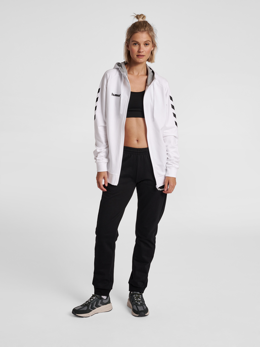 HMLGO COTTON ZIP HOODIE WOMAN, WHITE, model