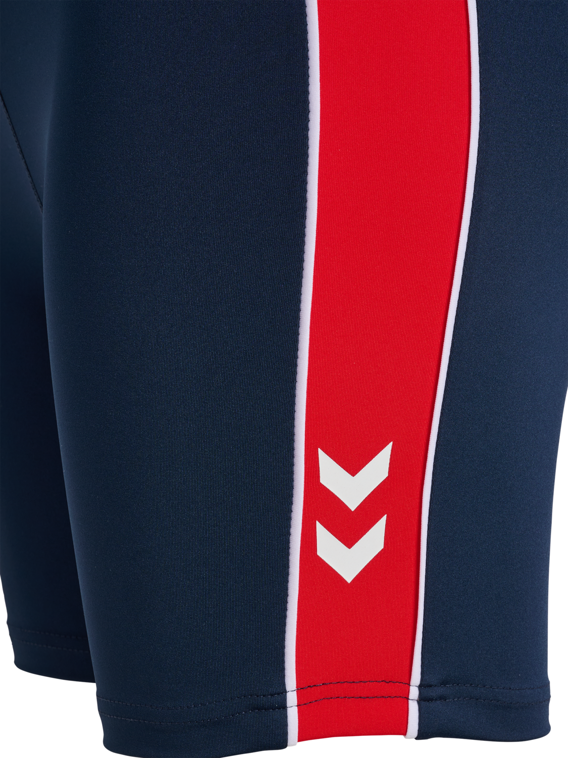 hmlPULSE PIPING MW SHORT TIGHTS, DRESS BLUES/MARS RED, packshot