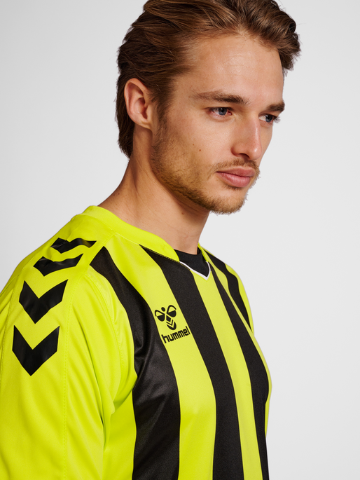 hmlCORE XK STRIPED JERSEY S/S, LIME POPSICLE/BLACK, model