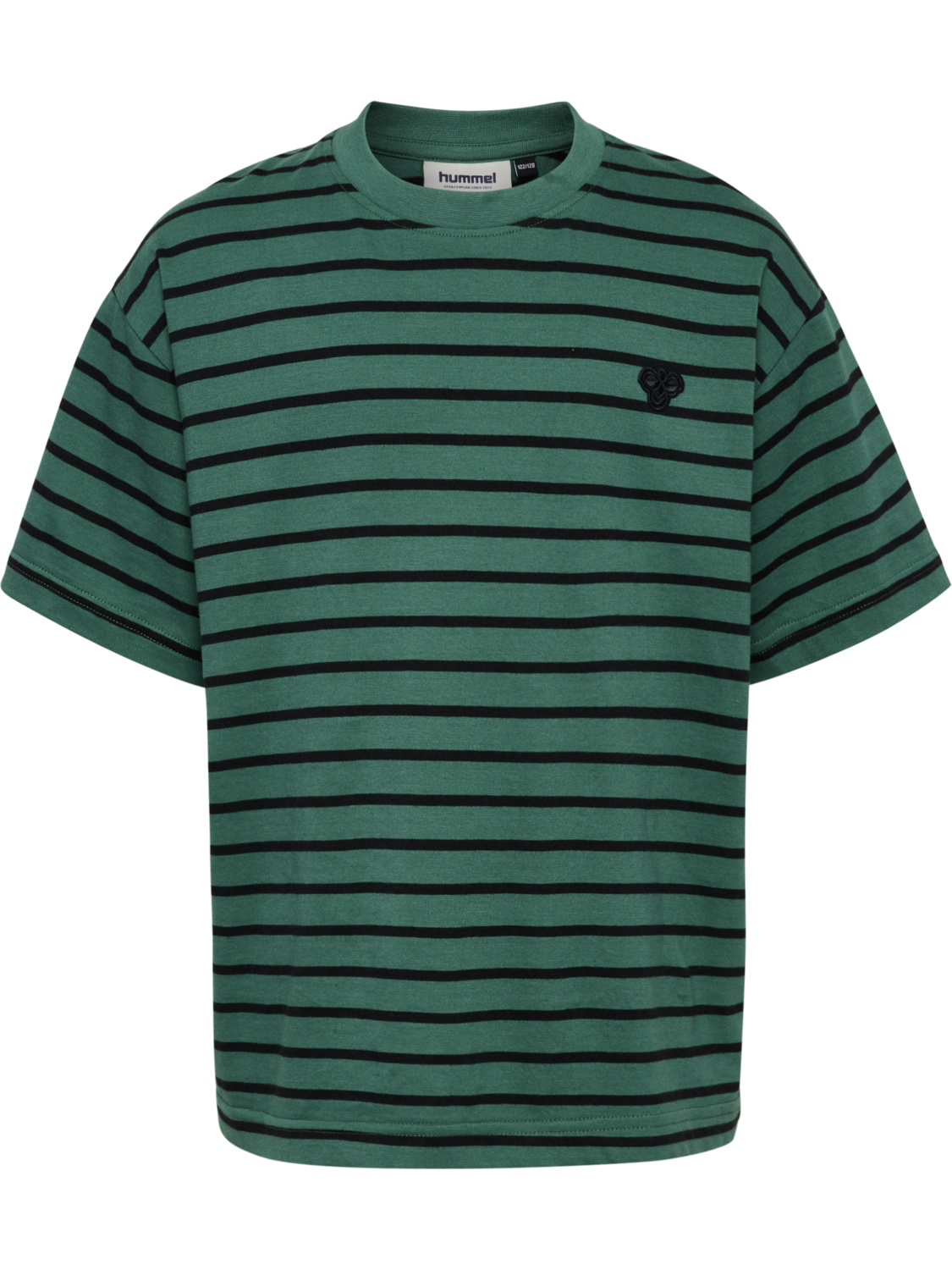 hmlJR LOOSE STRIPED T-SHIRT S/S BEE, SMOKE PINE, packshot