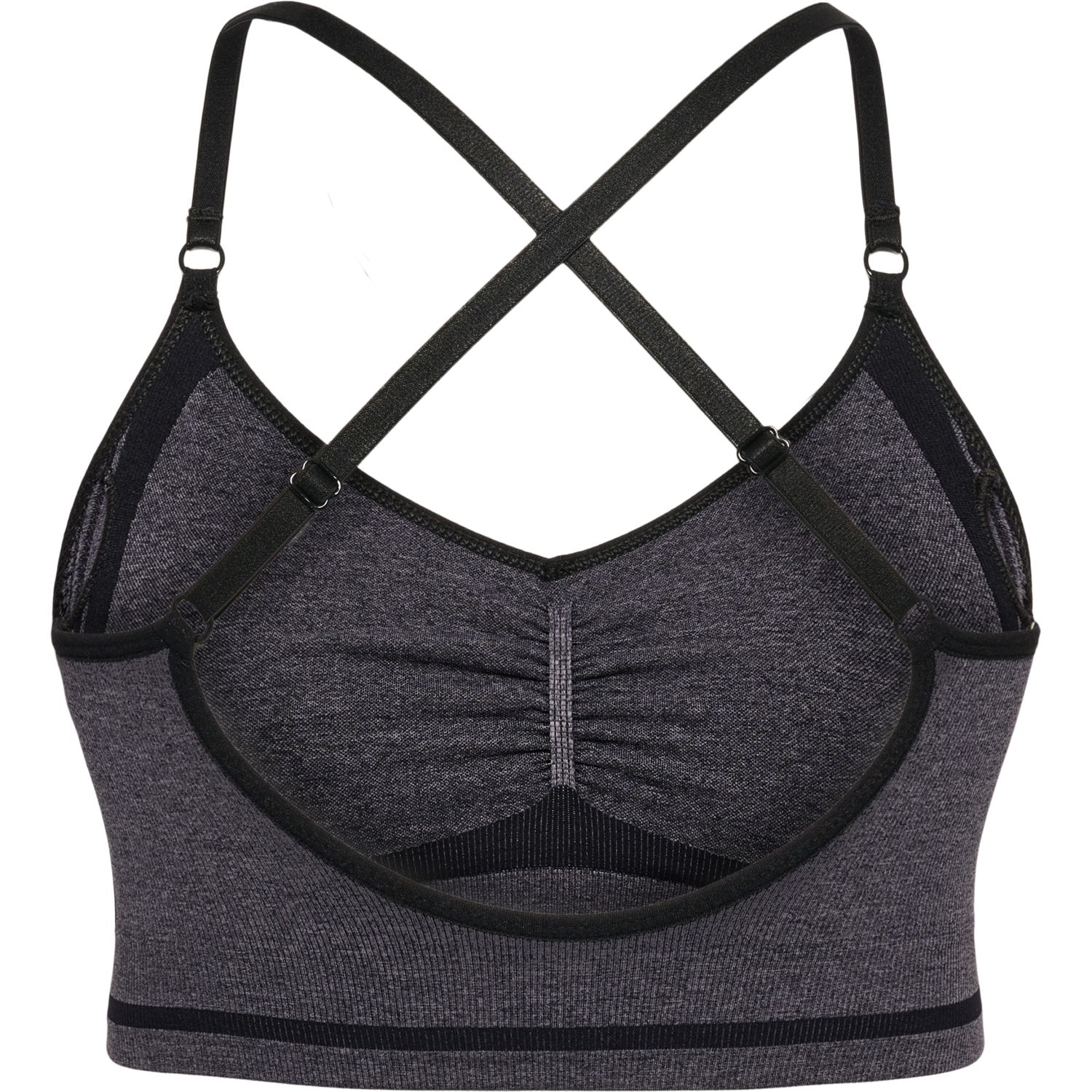 hmlMT LULU SEAMLESS SCRUNCH BRA, BLACK MELANGE, packshot