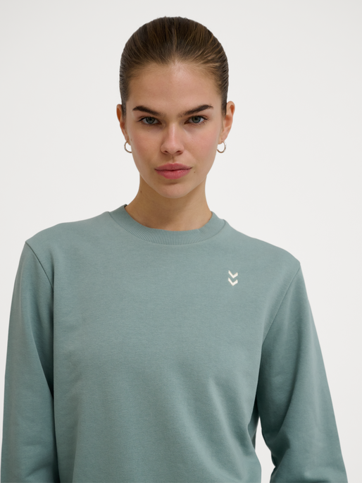 hmlPULSE W SWEAT CREWNECK, CHINOIS GREEN, model