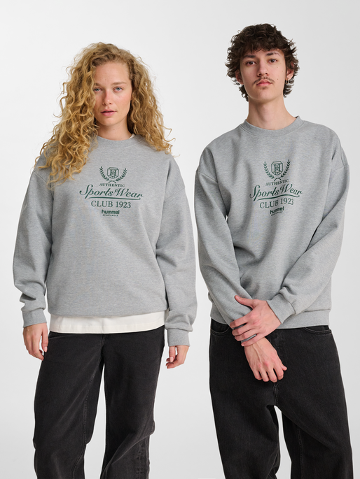 hmlLOOSE CREWNECK CLUB SPORTSWEAR, GREY MELANGE, model