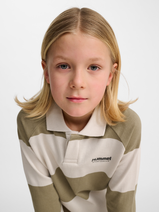 hmlJR LOOSE STRIPED POLO L/S, CORNSTALK, model