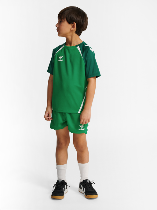 hmlLEAD 2.0 JERSEY S/S KIDS, JELLY BEAN/EVERGREEN, model