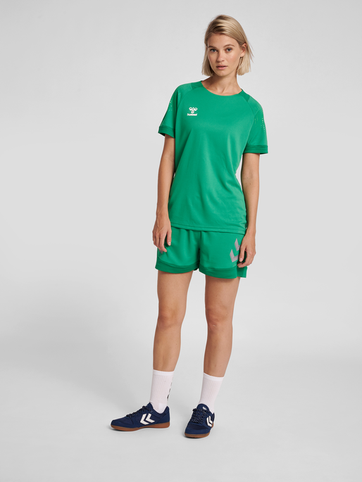 hmlLEAD WOMENS POLY SHORTS, JELLY BEAN, model
