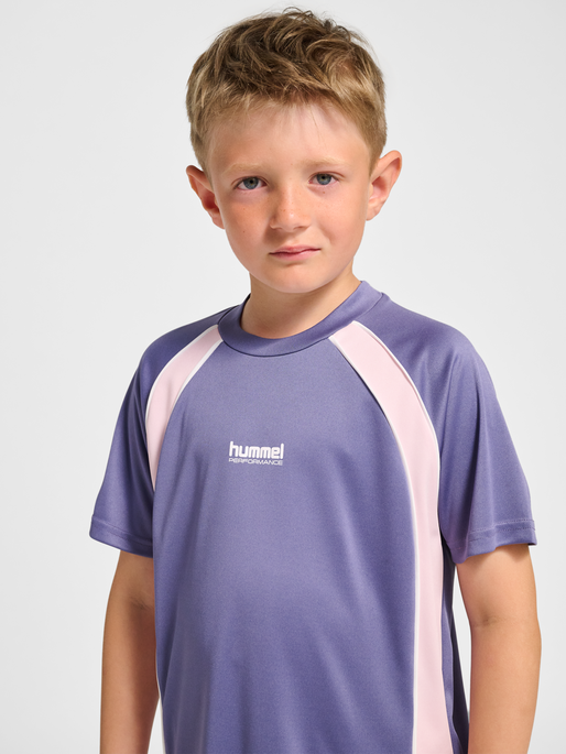 hmlJR GOAL PIPING T-SHIRT S/S, HERON, model