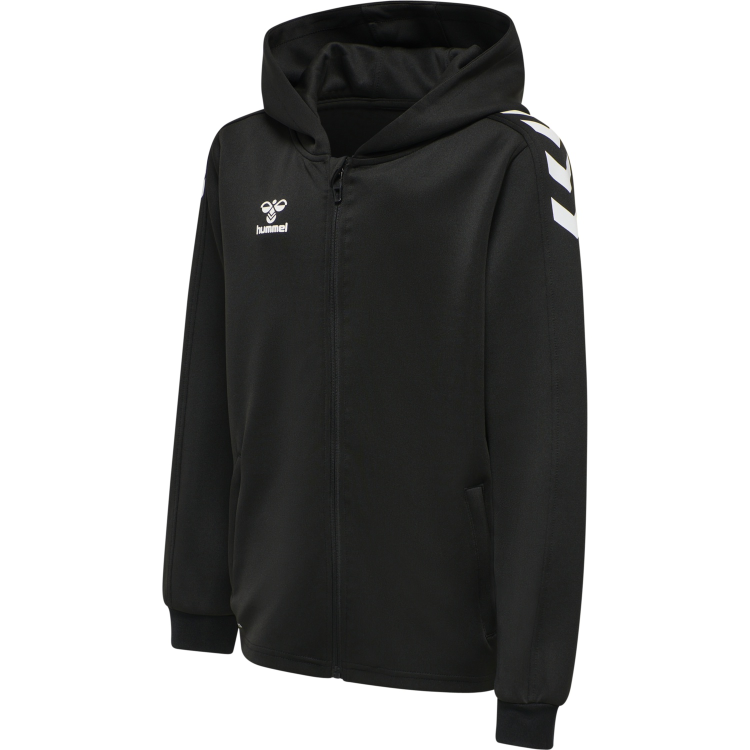 hmlCORE XK POLY ZIP HOOD SWEAT KIDS, BLACK/BLACK, packshot