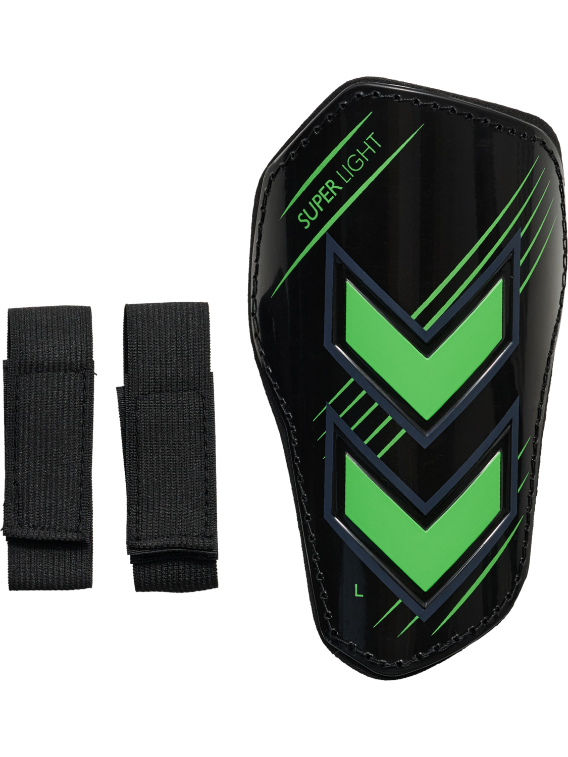 hmlSHIN GUARDS SUPER LIGHT, BLACK/GREEN GECKO, packshot