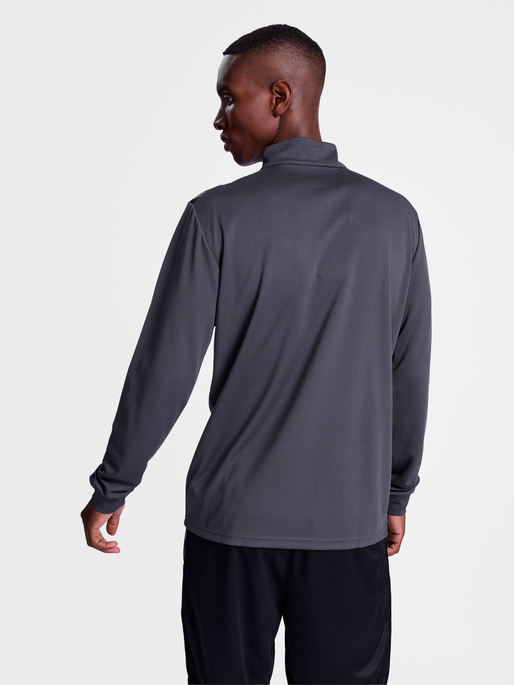 hmlAUTHENTIC HALF ZIP SWEAT, ASPHALT, model
