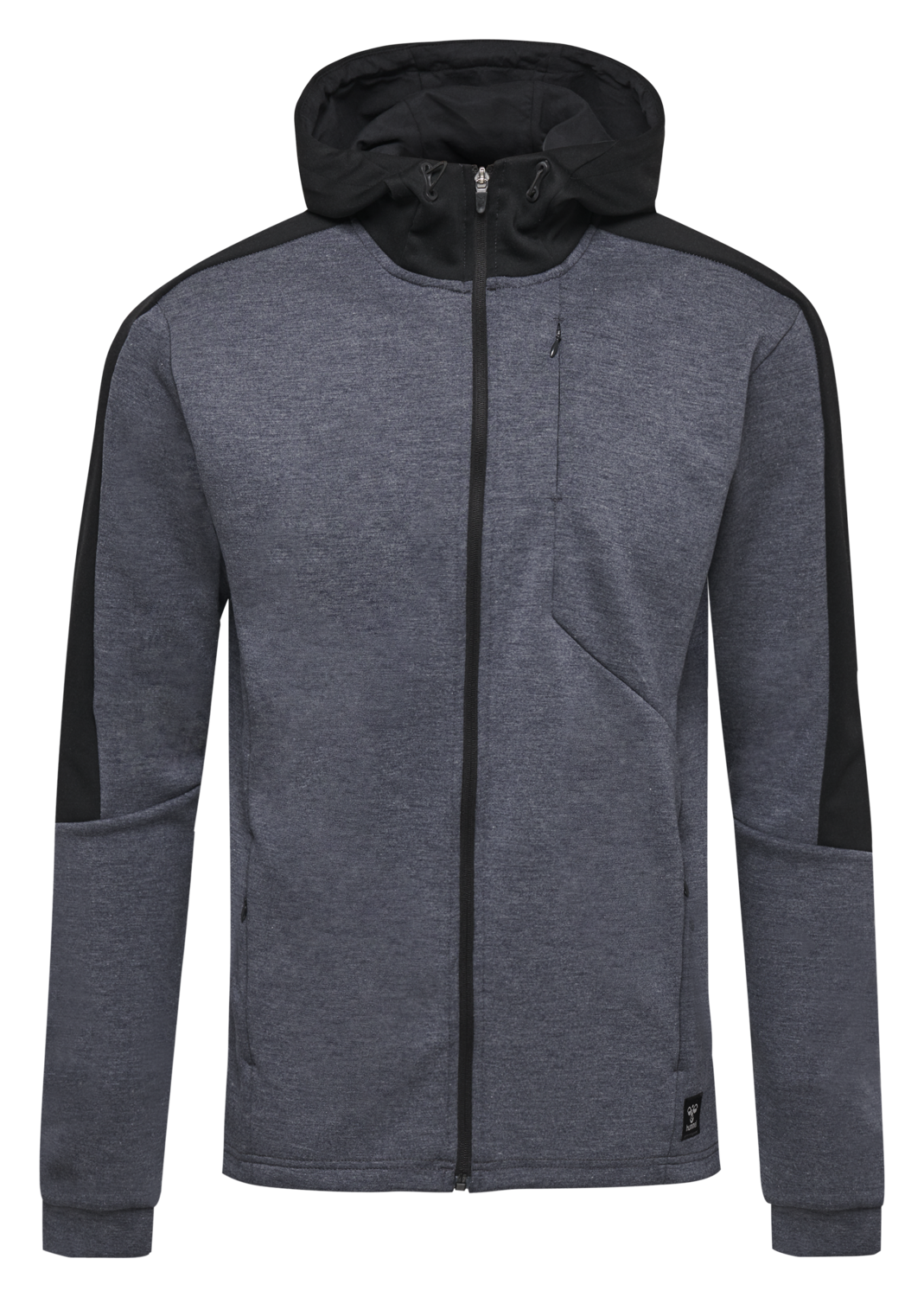 hmlTROPPER ZIP HOODIE, BLACK IRIS MELANGE, packshot