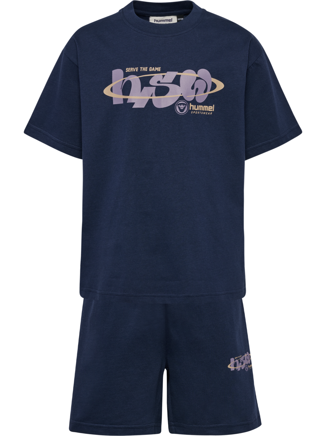 hmlJR LOOSE SET HS GRAPHIC, DRESS BLUES, packshot
