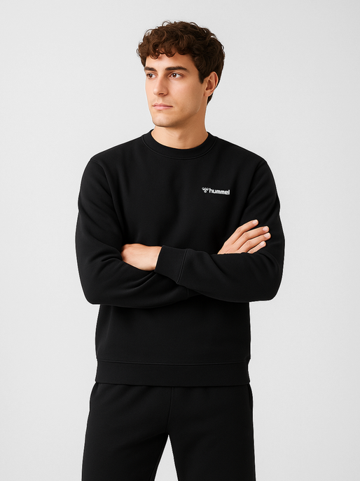 hmlMOVER COTTON SWEATSHIRT, BLACK, model