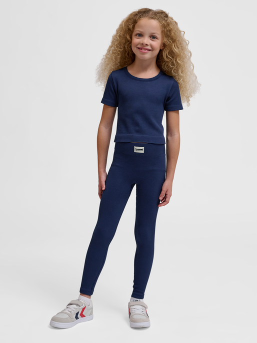hmlJR SEAMLESS RIB MW  TIGHTS, BLACK IRIS, model