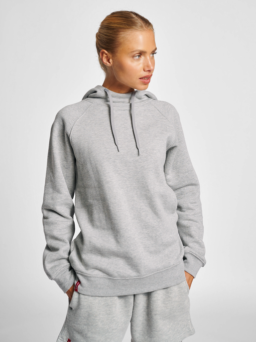 hmlRED HEAVY HOODIE WOMAN, GREY MELANGE, model