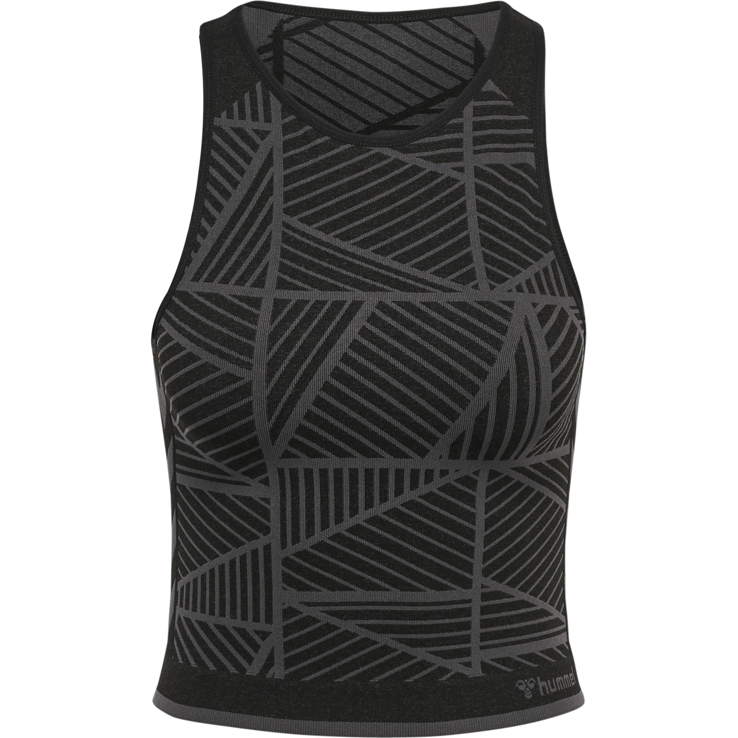 hmlMT ENERGY SEAMLESS CROP TOP, BLACK/ASPHALT MELANGE, packshot