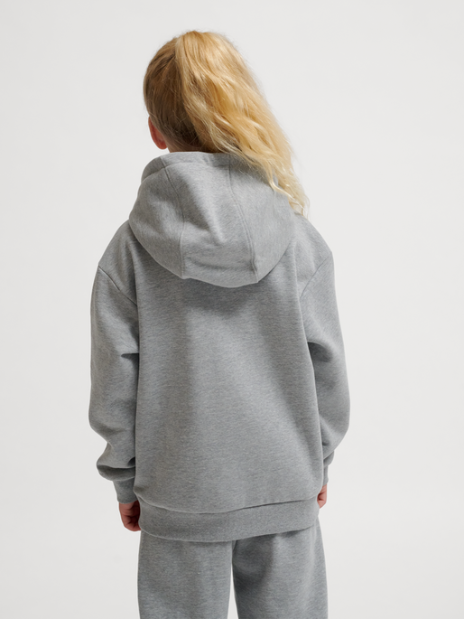hmlJR LOOSE HOODIE BEE, GREY MELANGE, model