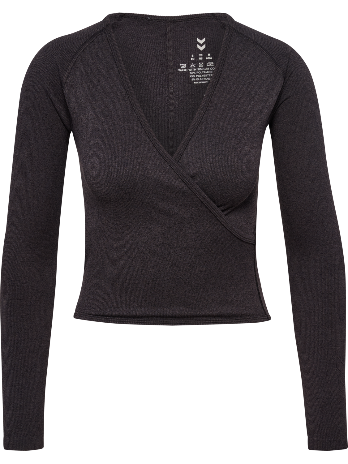 hmlYOGA SEAMLESS RIB T-SHIRT L/S, BLACK MELANGE, packshot