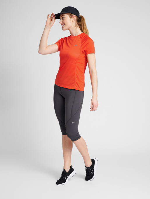 WOMEN RUNNING T-SHIRT S/S, SPICY ORANGE, model